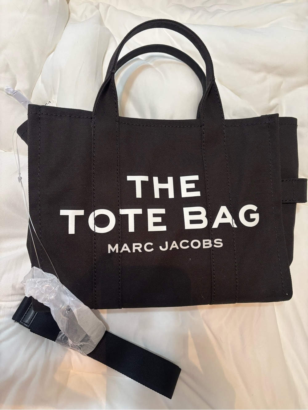 Marc Jacobs Black Canvas 'The Tote Bag' with White Logo